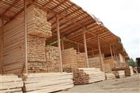 Lumber yard stacks of lumber